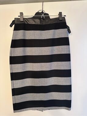 Banana Republic Black and Gray Striped Pencil Skirt